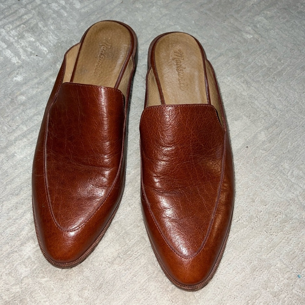 Madewell brown orange leather flat size 10
